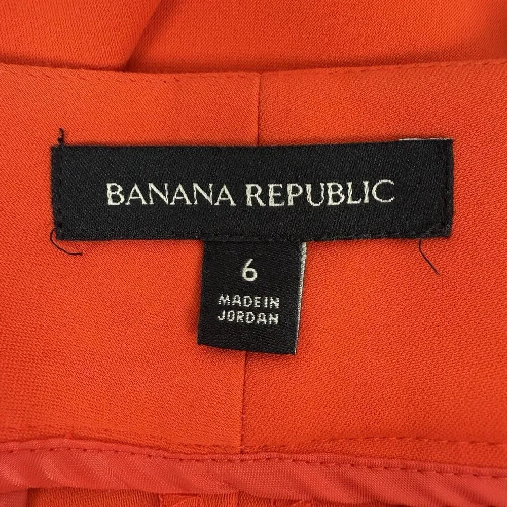 Banana Republic Wide Leg Trouser Pants Women 6 Orange High Rise Split Hem Office